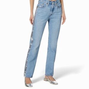 Levi’s 501 Rain Or Shine Metallic Side Stripe Straight Leg Jeans